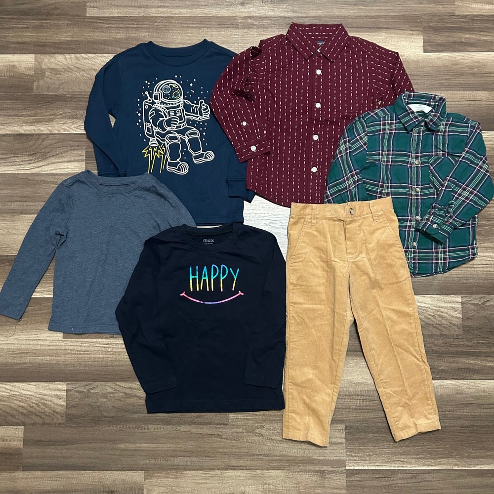 H&M Old Navy Boys Cothes Bundle 3-4T Blue Maroon Tan Mixed Lot Pants Shirts Lot